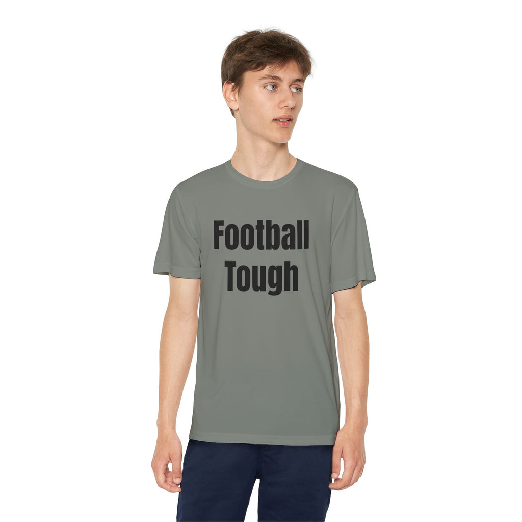 Youth Football Tee – "Football Tough" Dripping Football Back Graphic