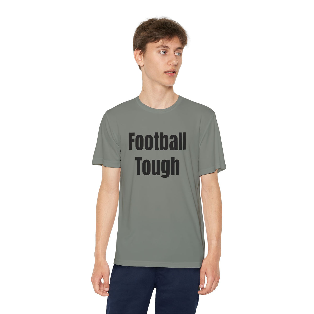 Youth Football Tee – "Football Tough" Dripping Football Back Graphic