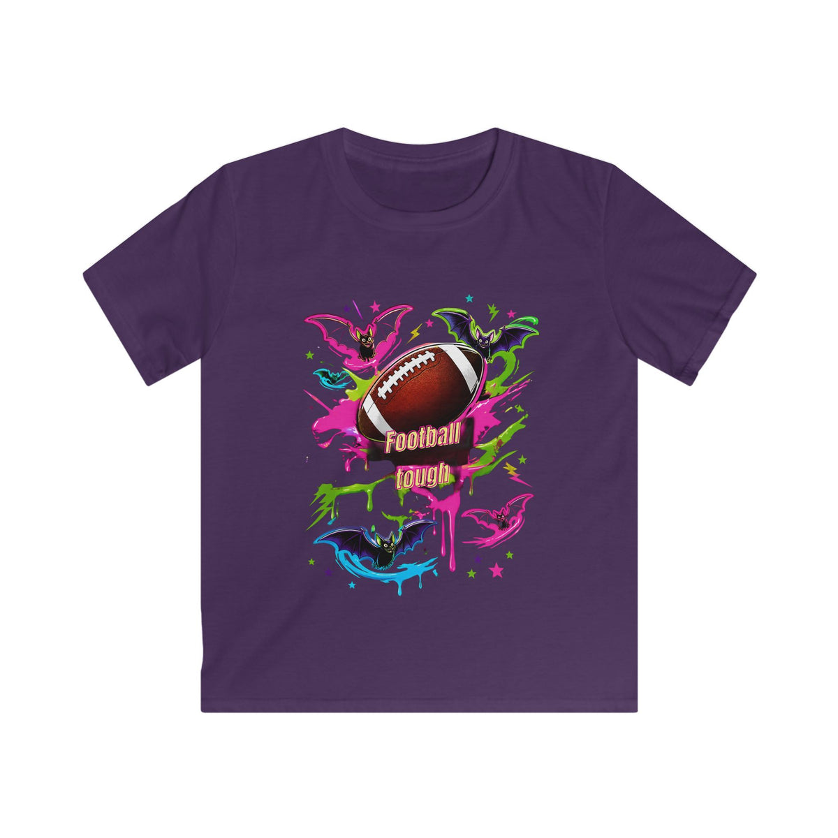 Kids Football Bats — Colorful Splash Grunge Youth Shirt