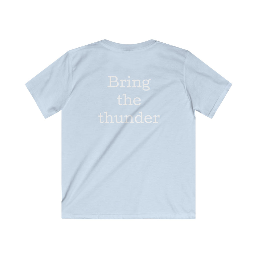 Kids Lightning Bolt Graphic Tee — Yellow Blue Thunderstorm Design