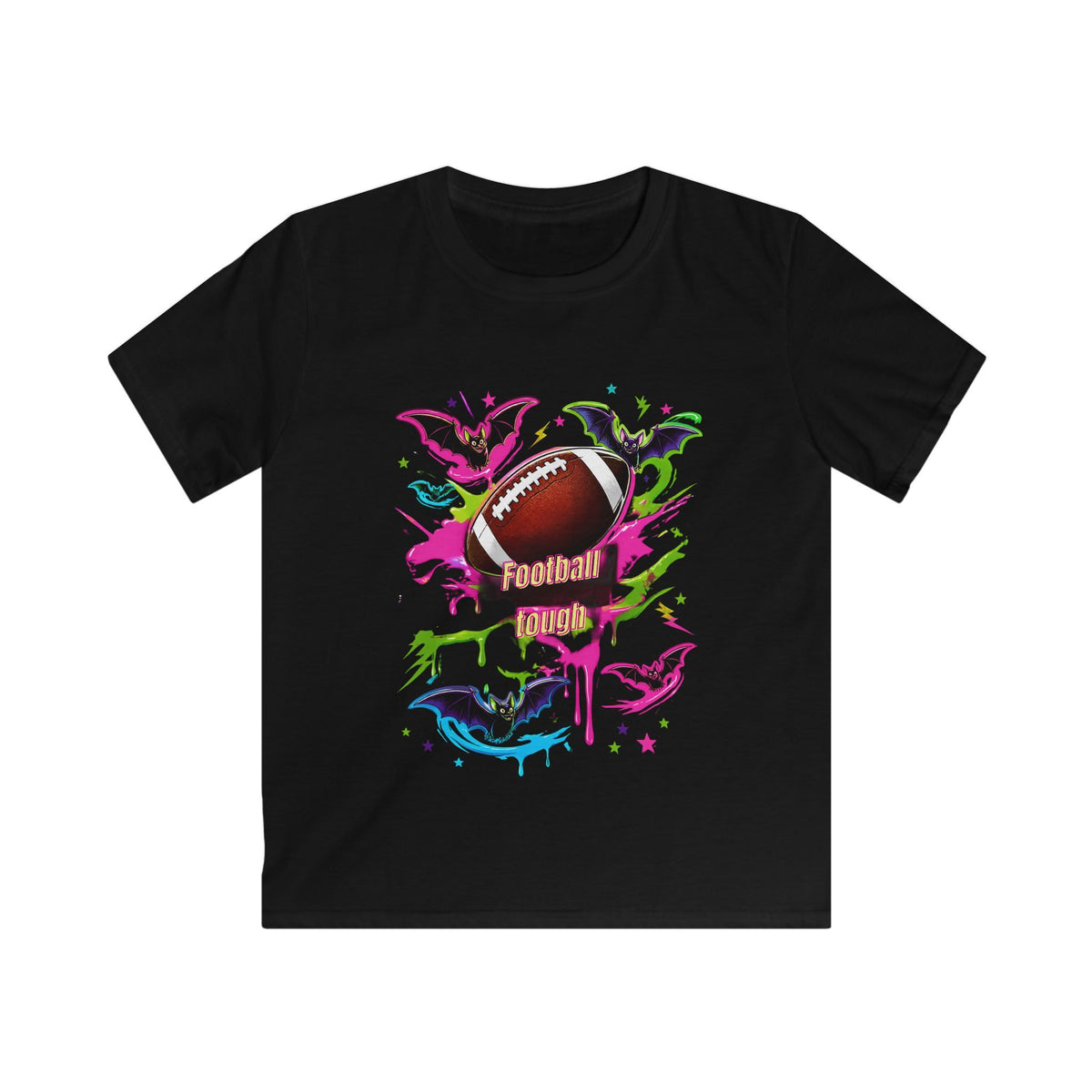 Kids Football Bats — Colorful Splash Grunge Youth Shirt