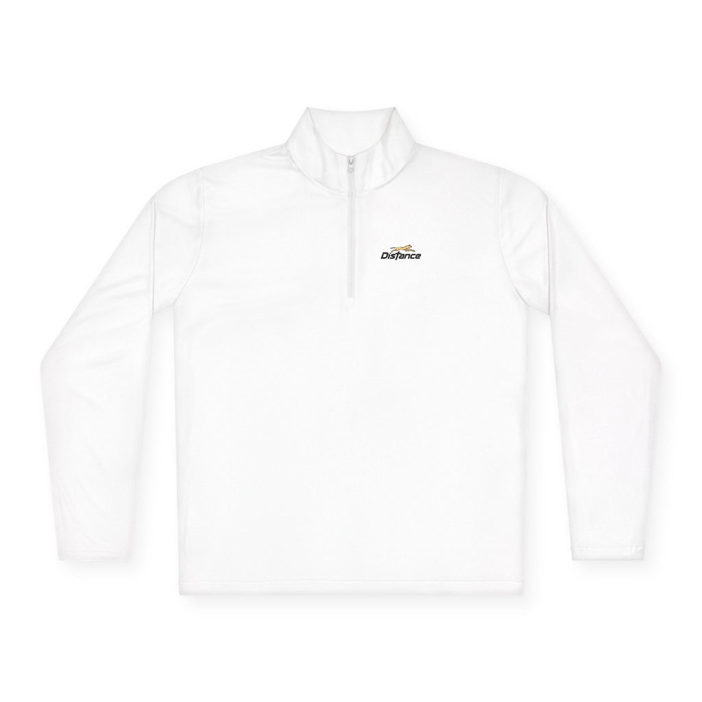 Quarter-Zip Pullover — 'Progress Over Perfection' Embroidered White Pullover