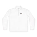 Quarter-Zip Pullover — 'Progress Over Perfection' Embroidered White Pullover