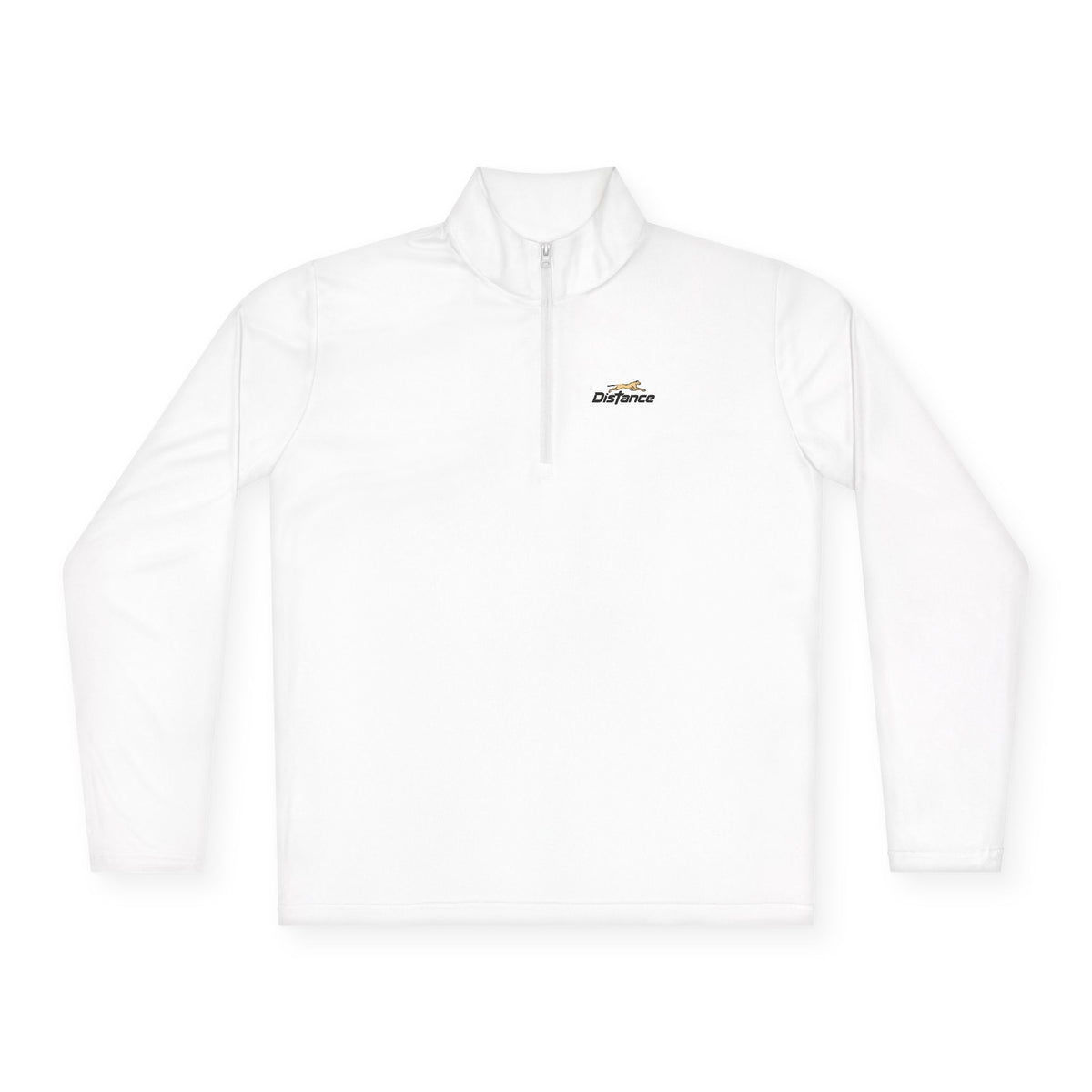 Quarter-Zip Pullover — 'Progress Over Perfection' Embroidered White Pullover