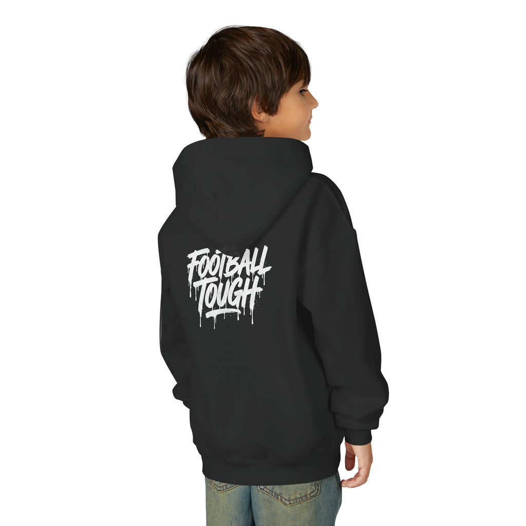 Youth Football Hoodie — ‘Football Tough’ Skull Helmet Graphic