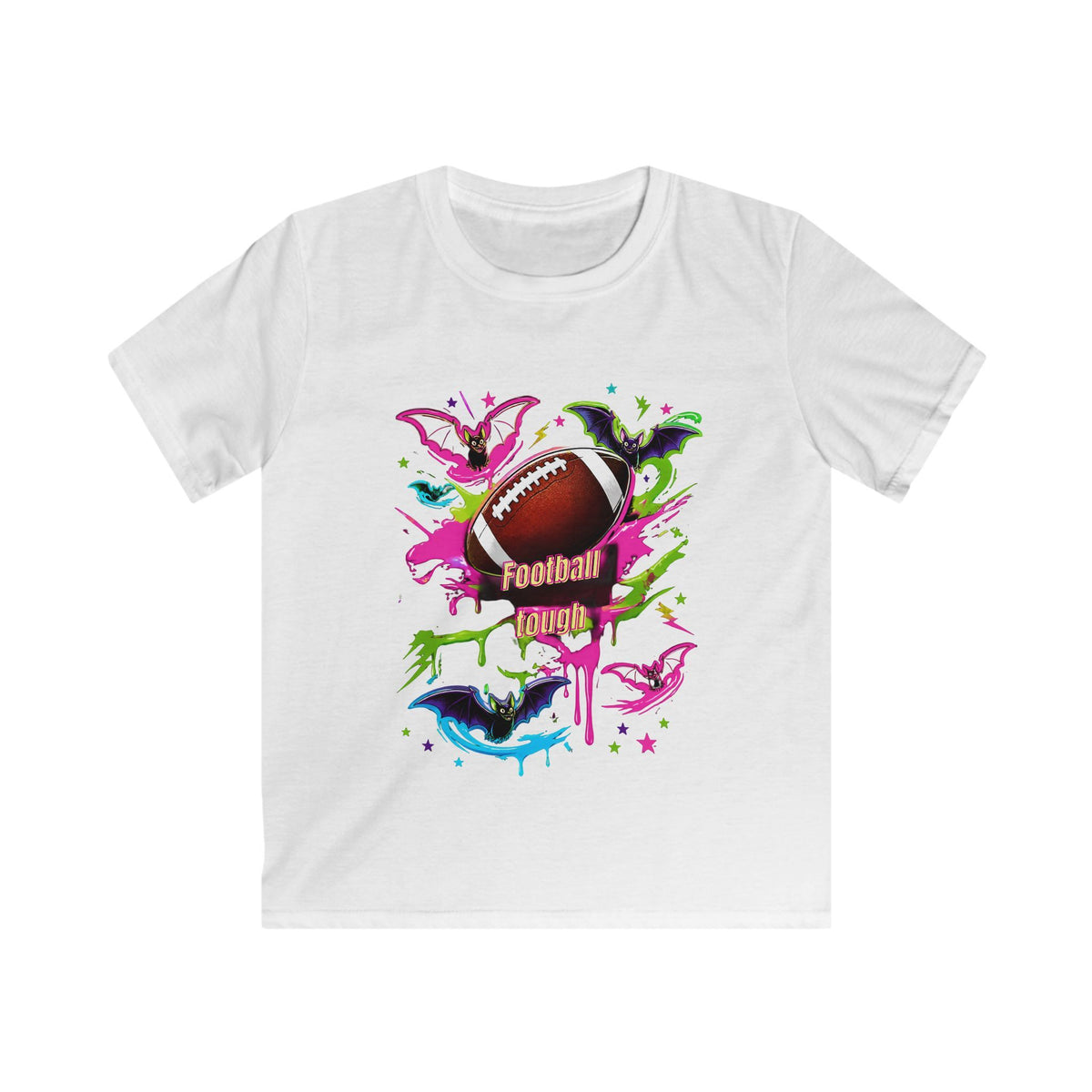 Kids Football Bats — Colorful Splash Grunge Youth Shirt