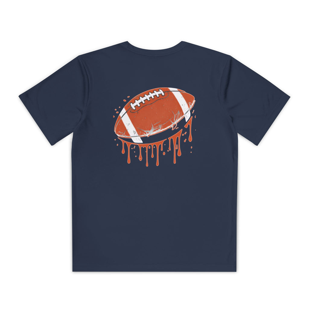 Youth Football Tee – "Football Tough" Dripping Football Back Graphic