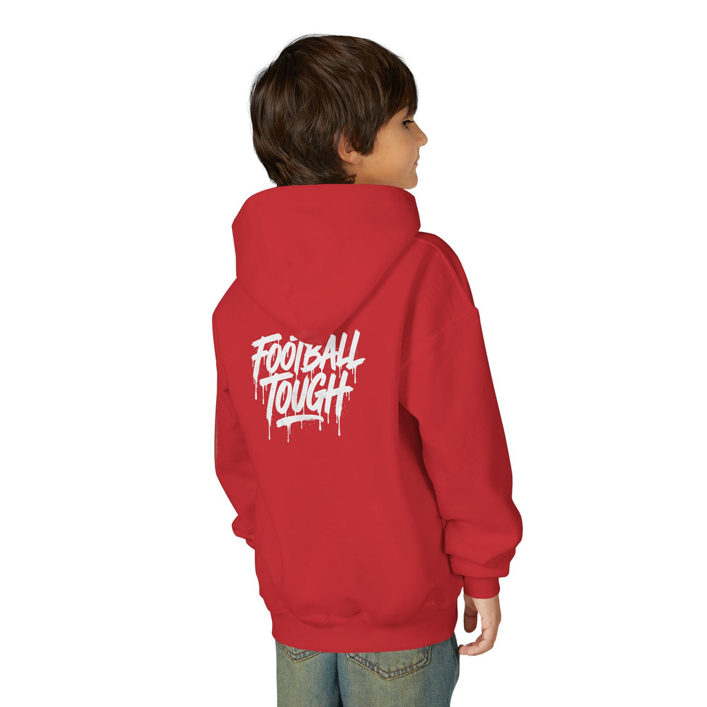 Youth Football Hoodie — ‘Football Tough’ Skull Helmet Graphic