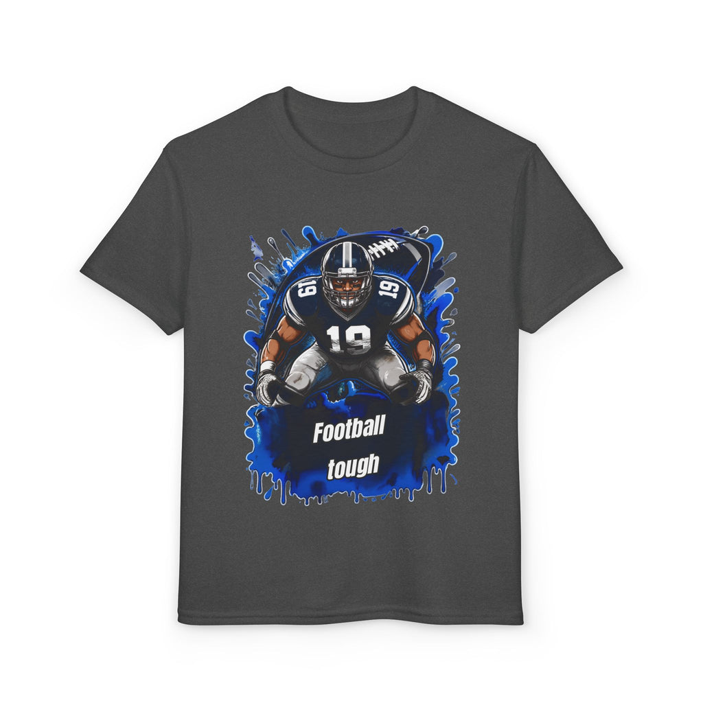 Youth Football T-Shirt – "Football Tough" Blue Grunge Graphic