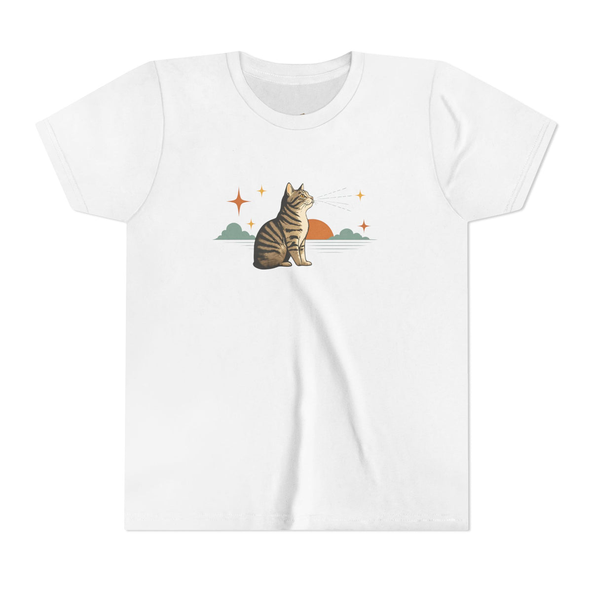 Youth Tee — Sunset Cat Graphic Shirt for Kids