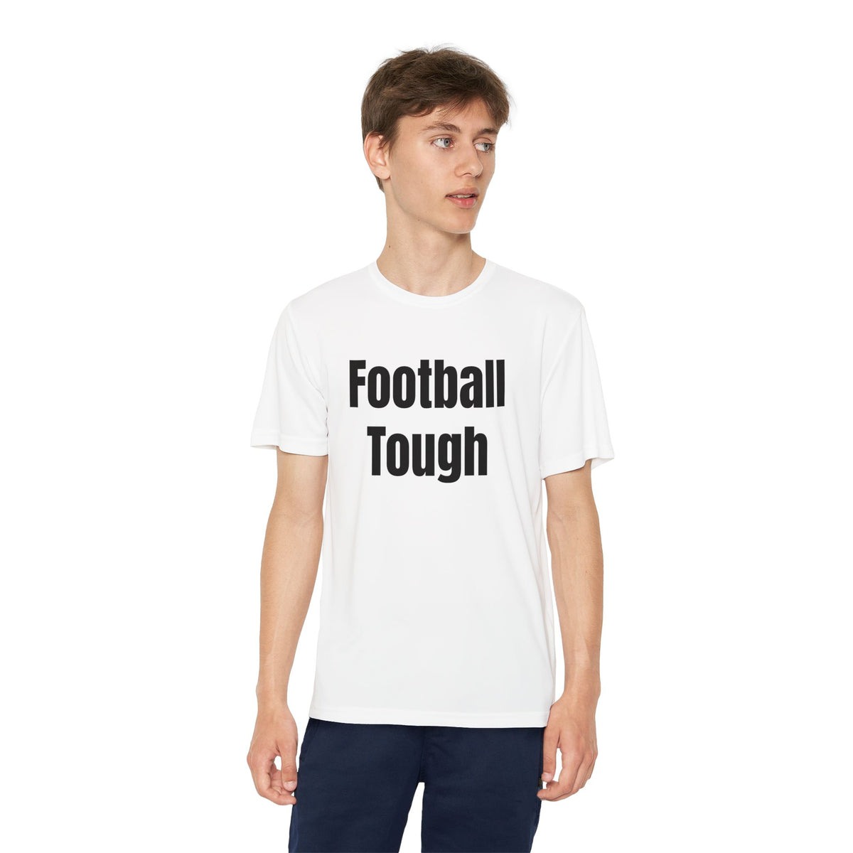 Youth Football Tee – "Football Tough" Dripping Football Back Graphic