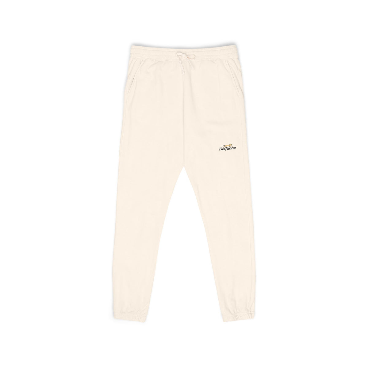 Embroidered Minimal Script Sweatpants — Cream Garment-Dyed Fleece