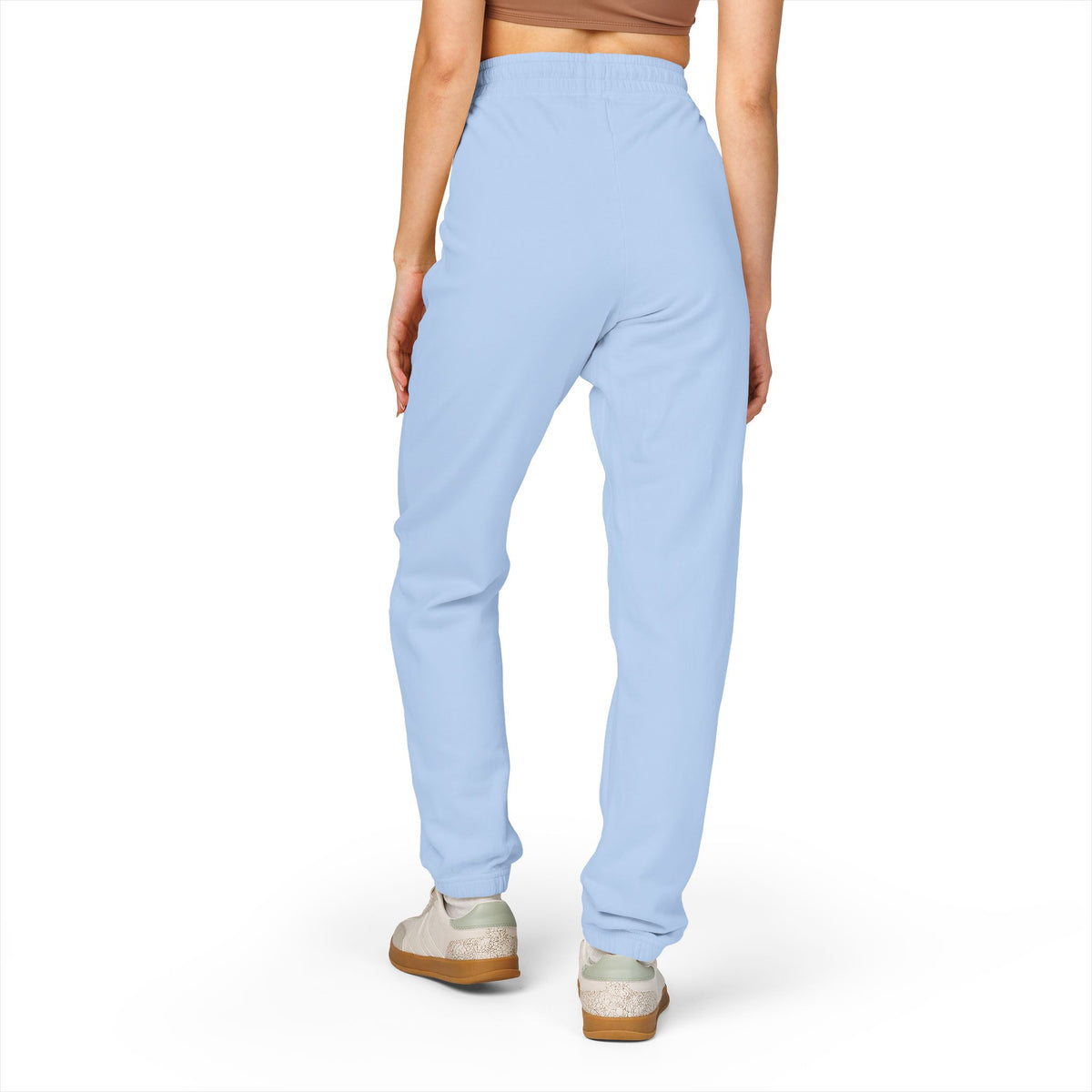 Embroidered Minimal Script Sweatpants — Cream Garment-Dyed Fleece