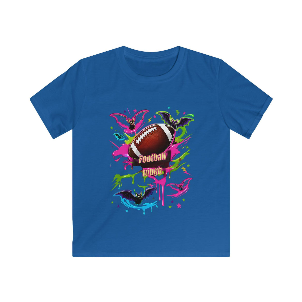 Kids Football Bats — Colorful Splash Grunge Youth Shirt