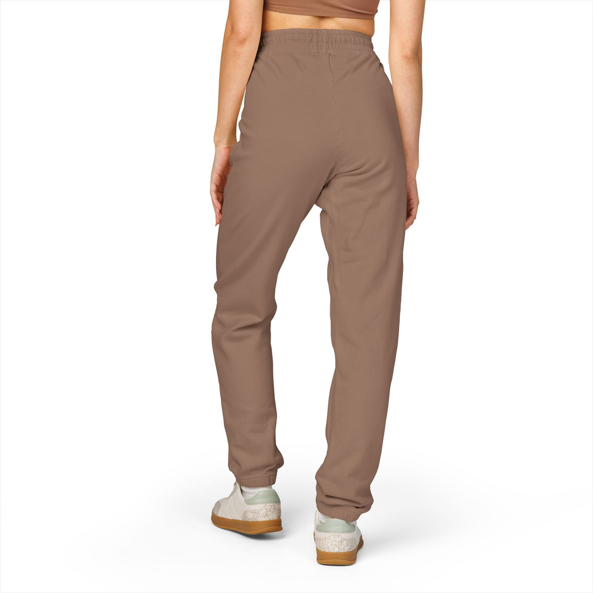 Embroidered Minimal Script Sweatpants — Cream Garment-Dyed Fleece