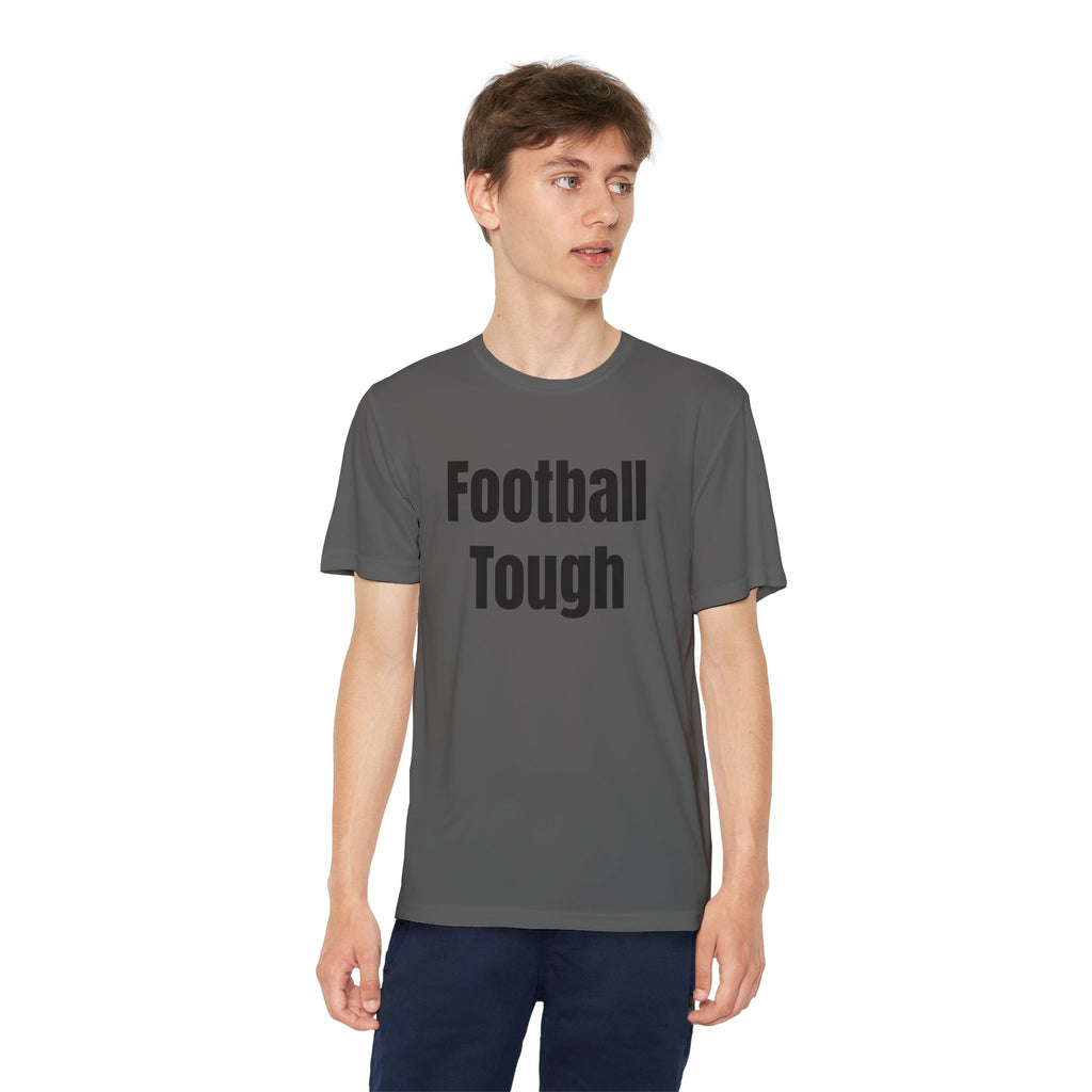 Youth Football Tee – "Football Tough" Dripping Football Back Graphic
