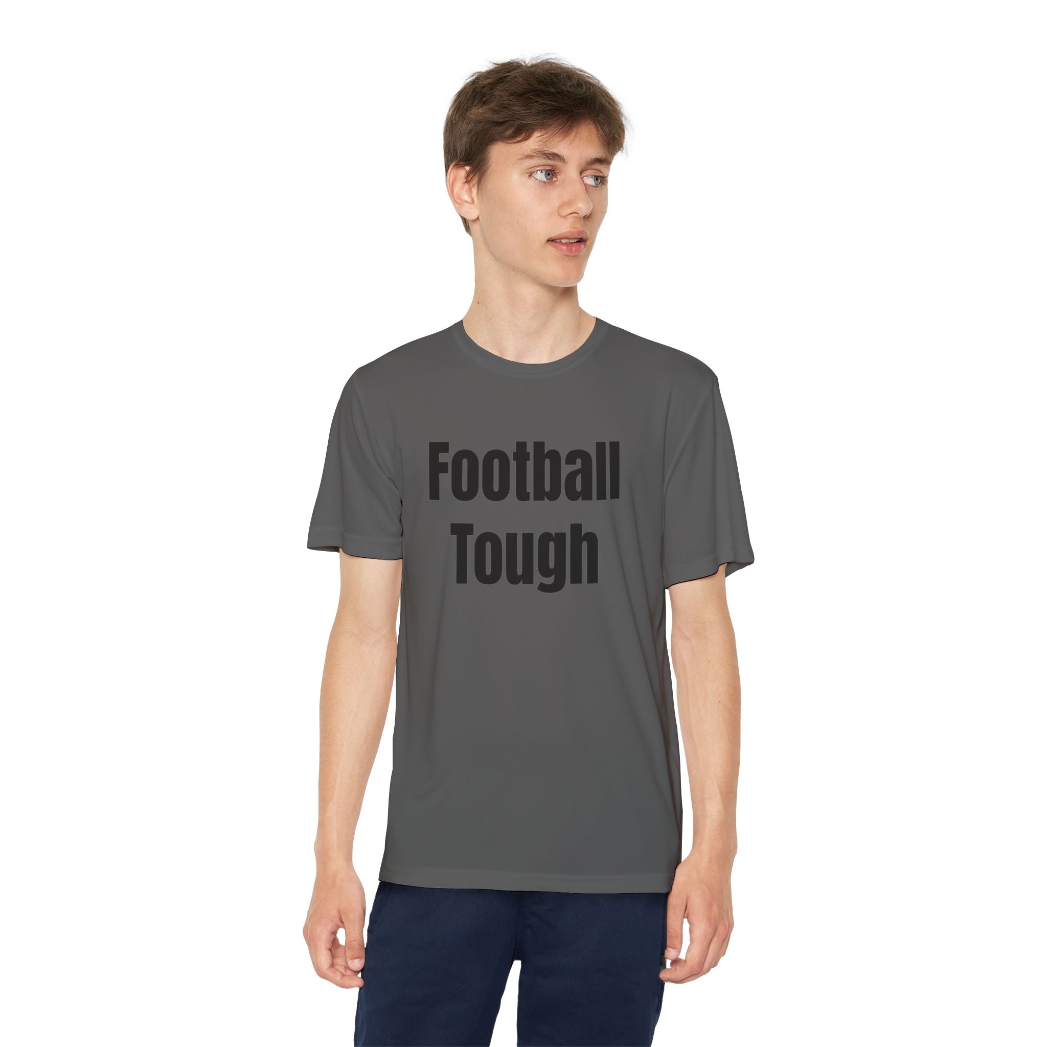 Youth Football Tee – "Football Tough" Dripping Football Back Graphic