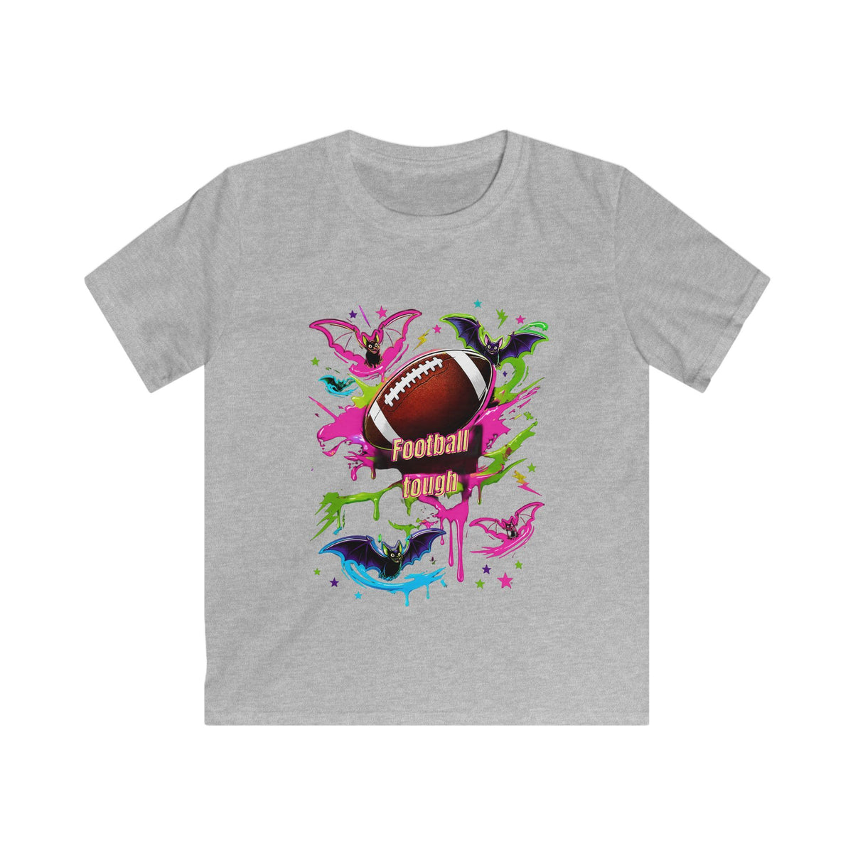 Kids Football Bats — Colorful Splash Grunge Youth Shirt