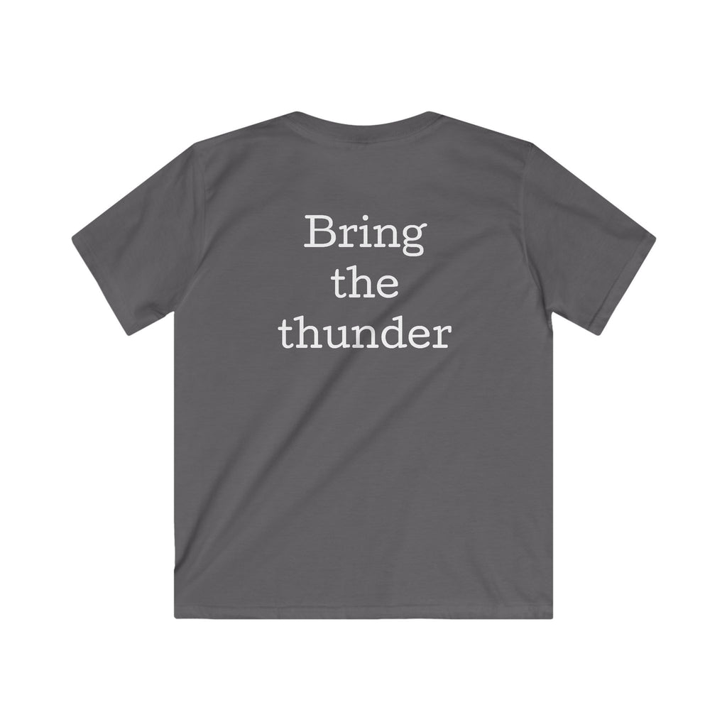 Kids Lightning Bolt Graphic Tee — Yellow Blue Thunderstorm Design