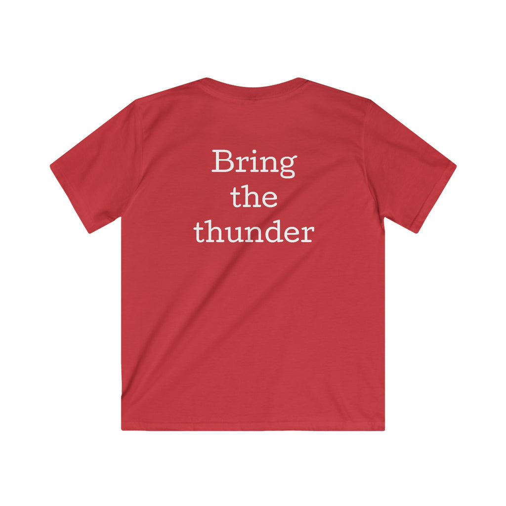 Kids Lightning Bolt Graphic Tee — Yellow Blue Thunderstorm Design