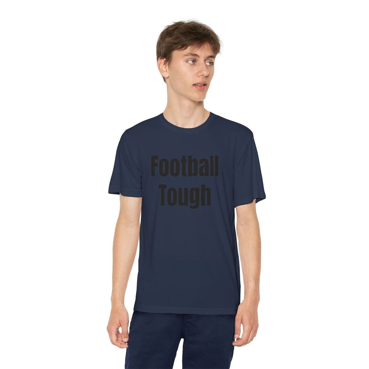 Youth Football Tee – "Football Tough" Dripping Football Back Graphic