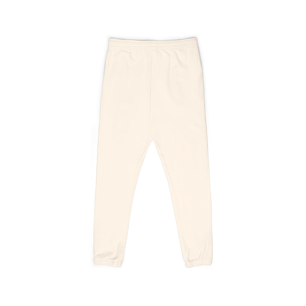 Embroidered Minimal Script Sweatpants — Cream Garment-Dyed Fleece