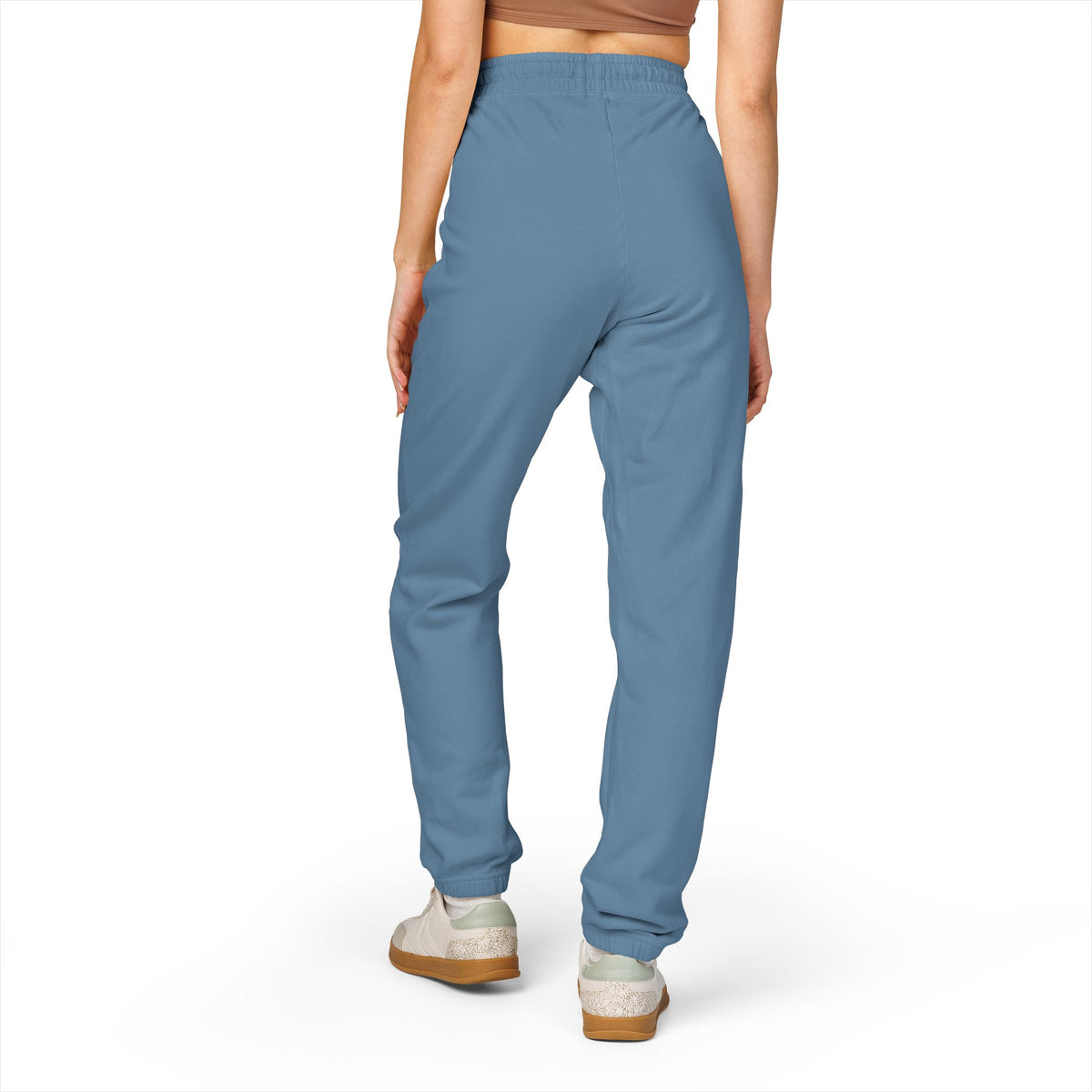 Embroidered Minimal Script Sweatpants — Cream Garment-Dyed Fleece