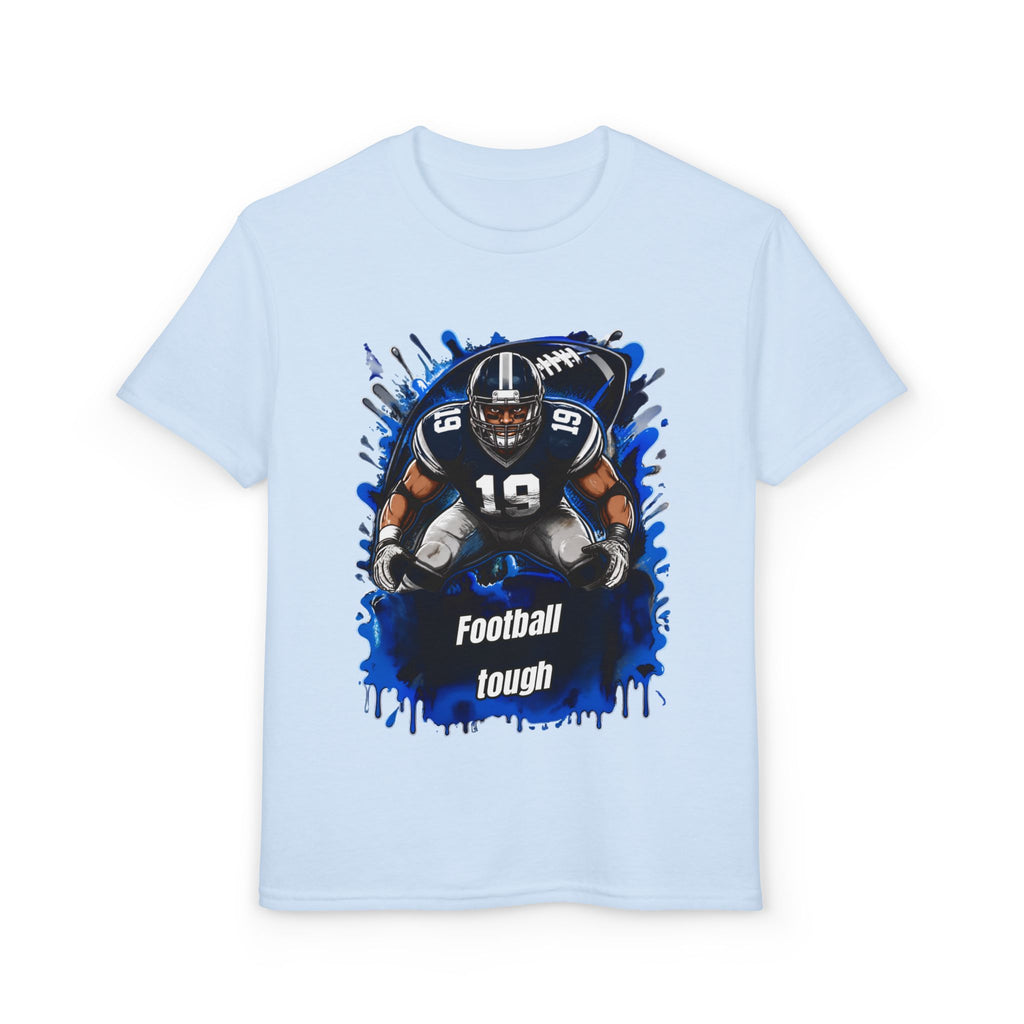 Youth Football T-Shirt – "Football Tough" Blue Grunge Graphic