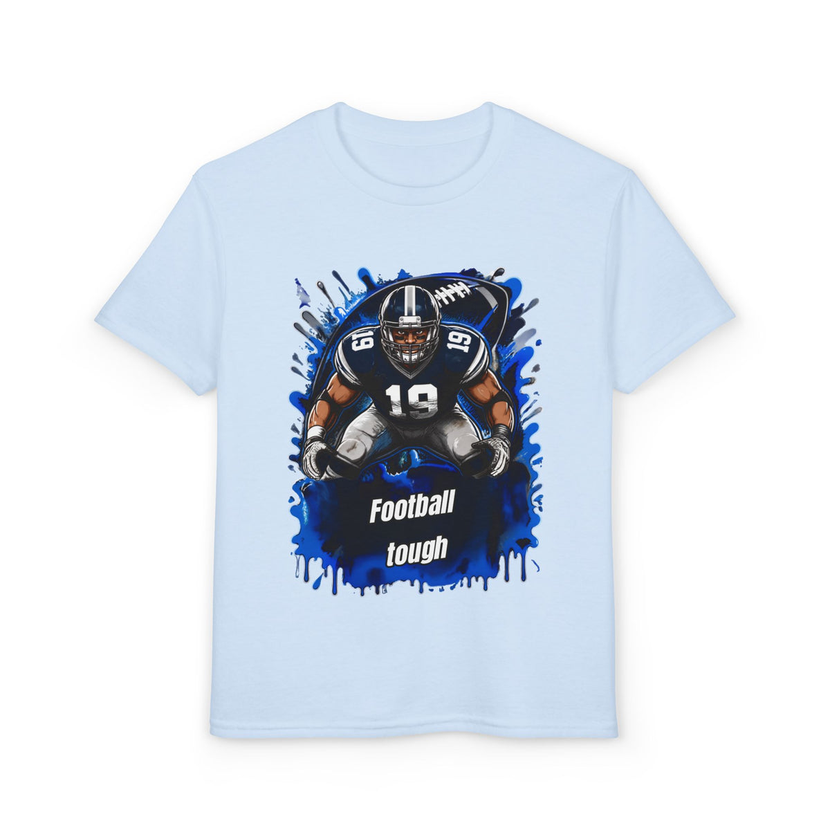 Youth Football T-Shirt – "Football Tough" Blue Grunge Graphic