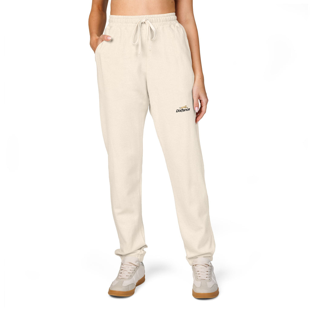 Embroidered Minimal Script Sweatpants — Cream Garment-Dyed Fleece
