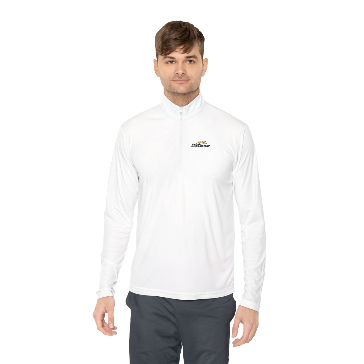 Quarter-Zip Pullover — 'Progress Over Perfection' Embroidered White Pullover
