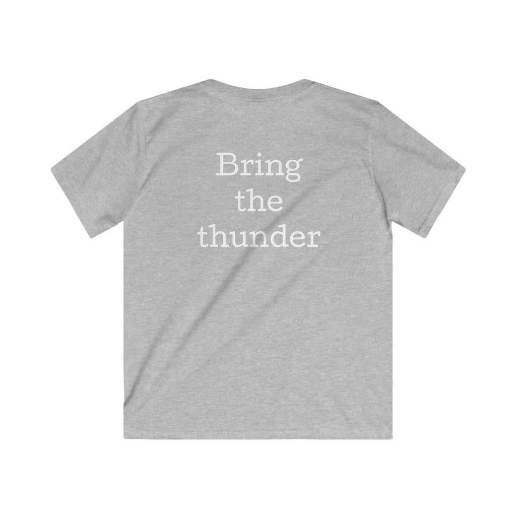 Kids Lightning Bolt Graphic Tee — Yellow Blue Thunderstorm Design