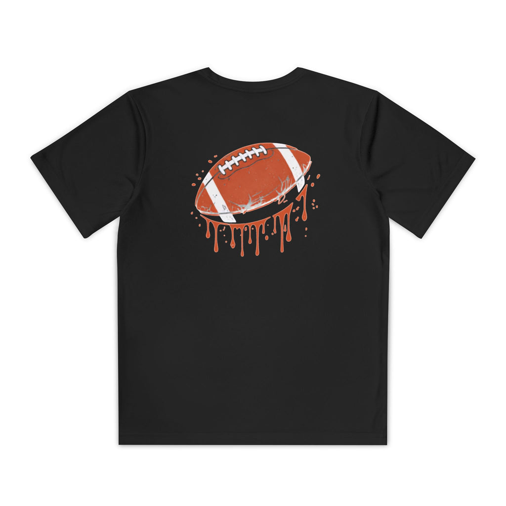 Youth Football Tee – "Football Tough" Dripping Football Back Graphic
