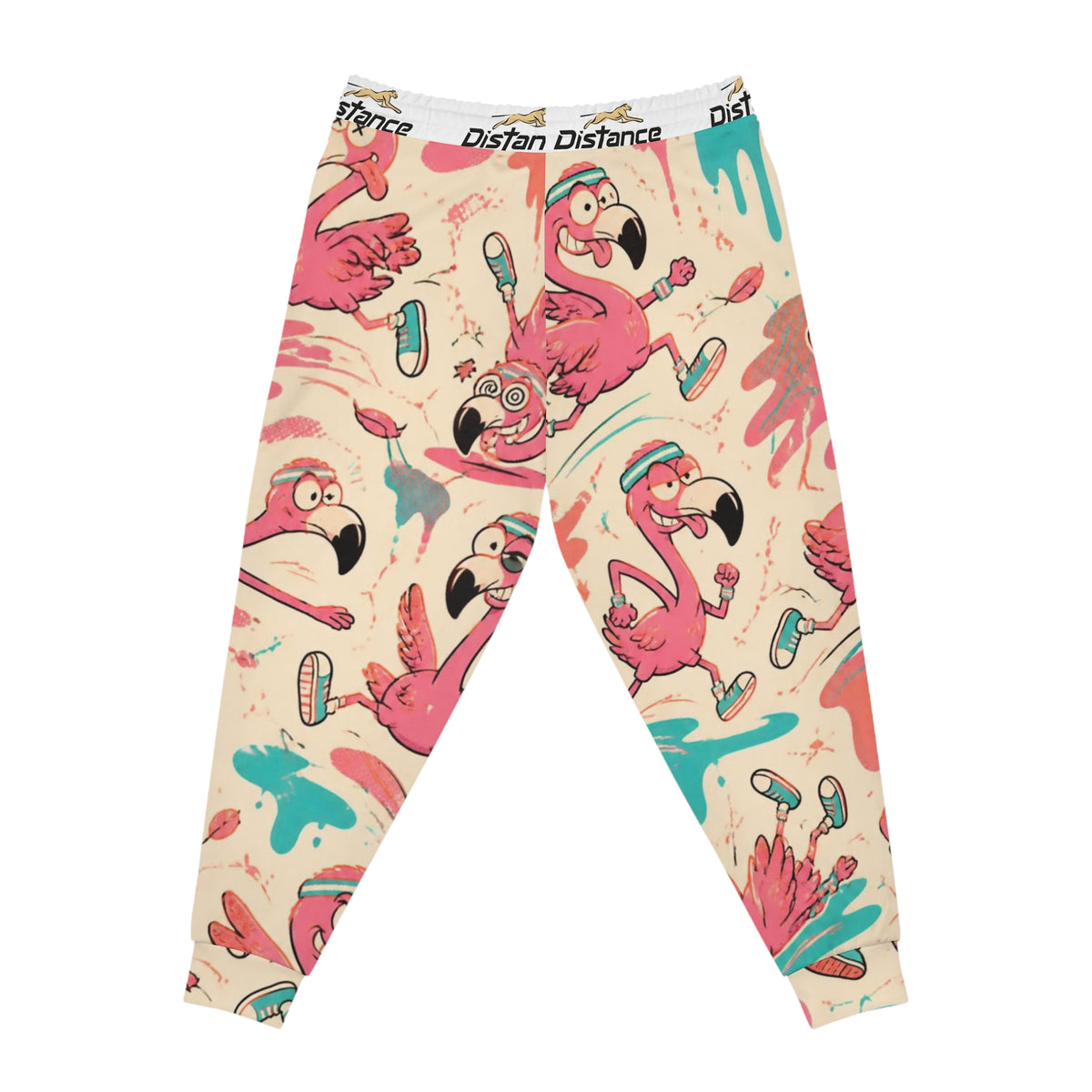 Flamingo Splash Athletic Joggers — All-Over Print Fun Run Pants