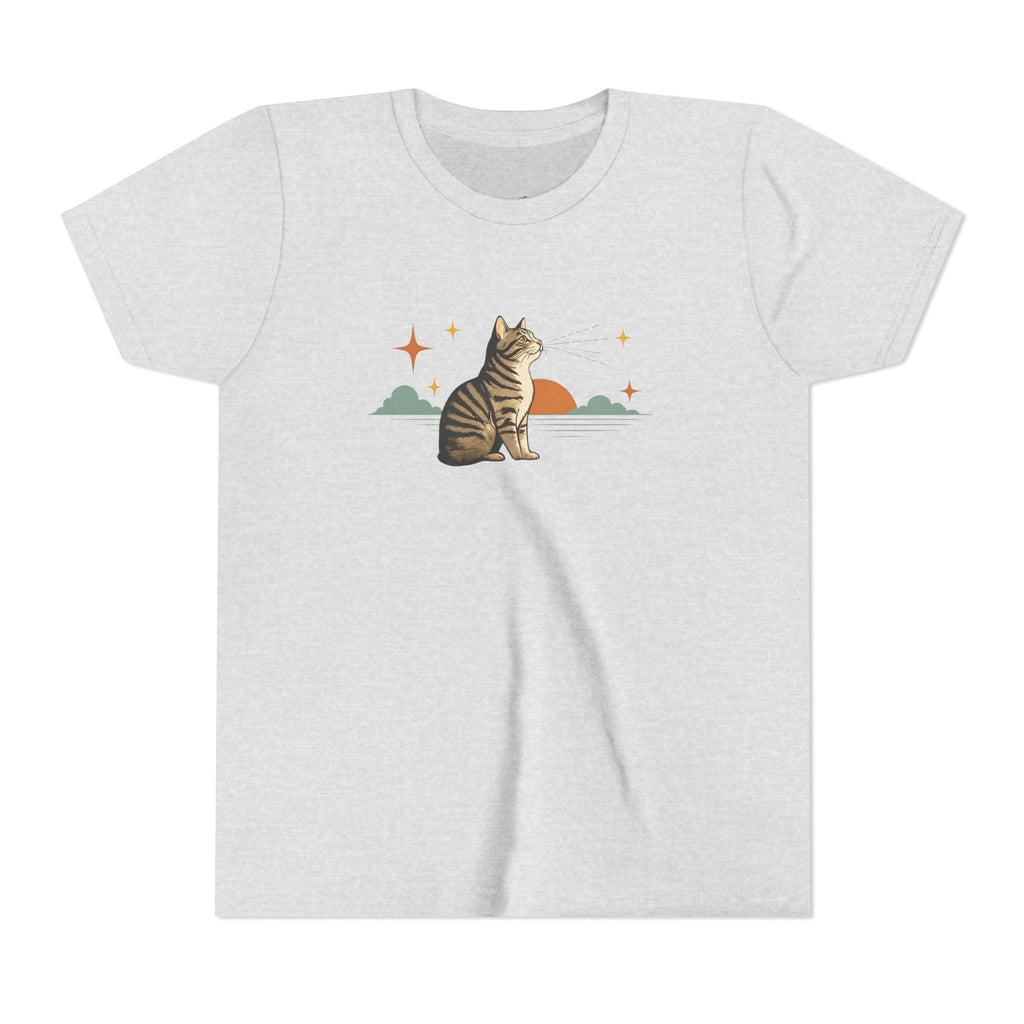 Youth Tee — Sunset Cat Graphic Shirt for Kids