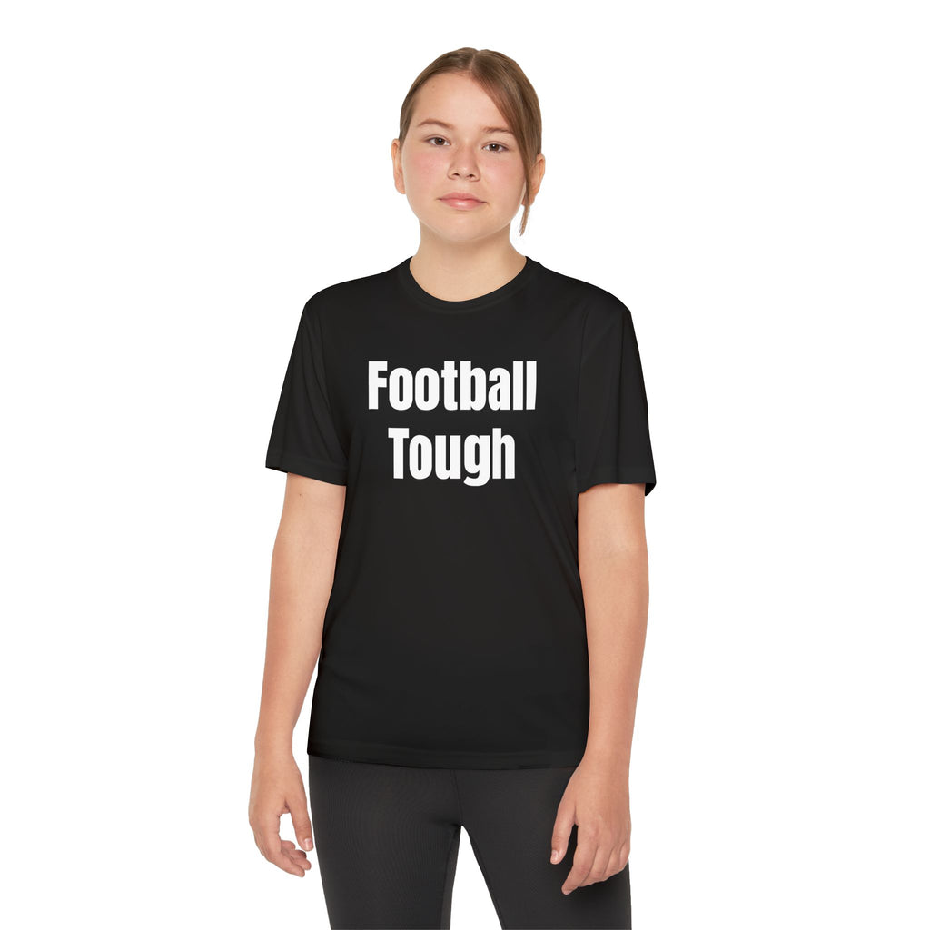 Youth Football Tee – "Football Tough" Dripping Football Back Graphic