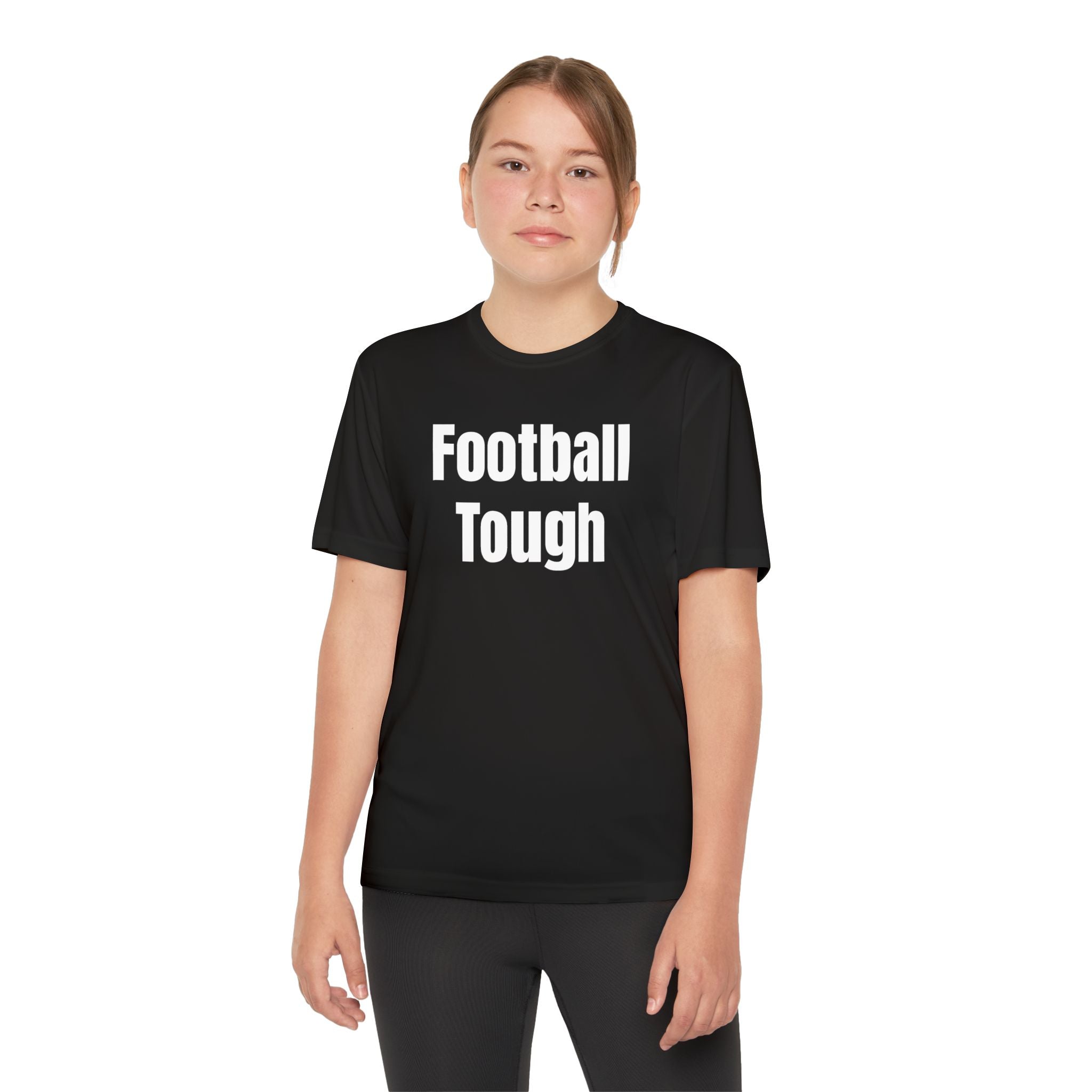 Youth Football Tee – "Football Tough" Dripping Football Back Graphic