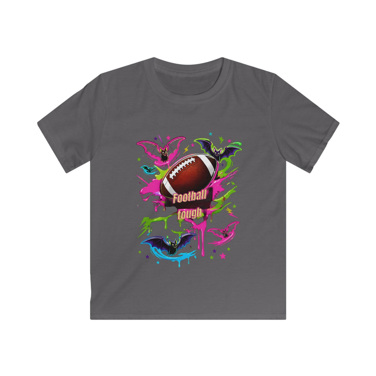 Kids Football Bats — Colorful Splash Grunge Youth Shirt