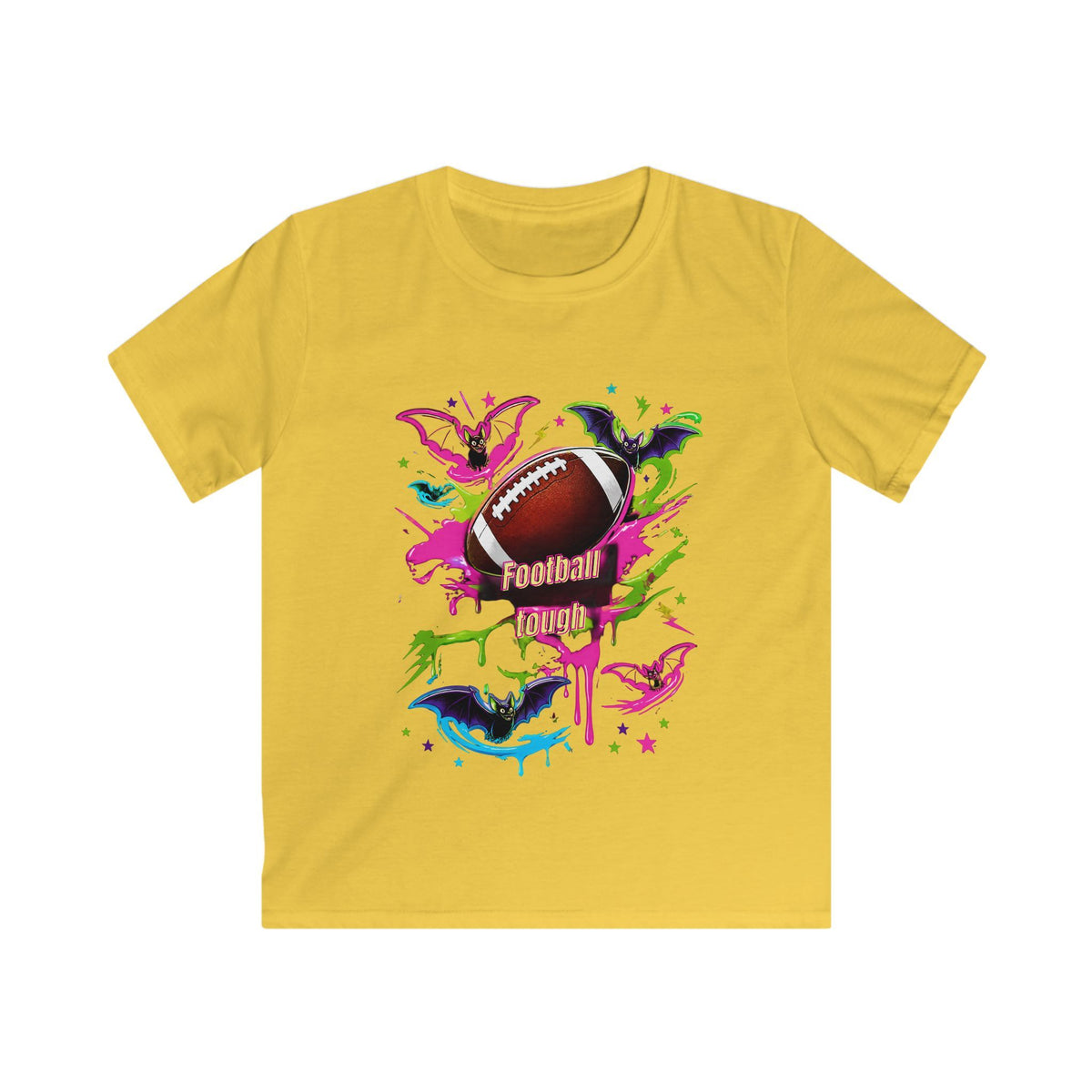Kids Football Bats — Colorful Splash Grunge Youth Shirt