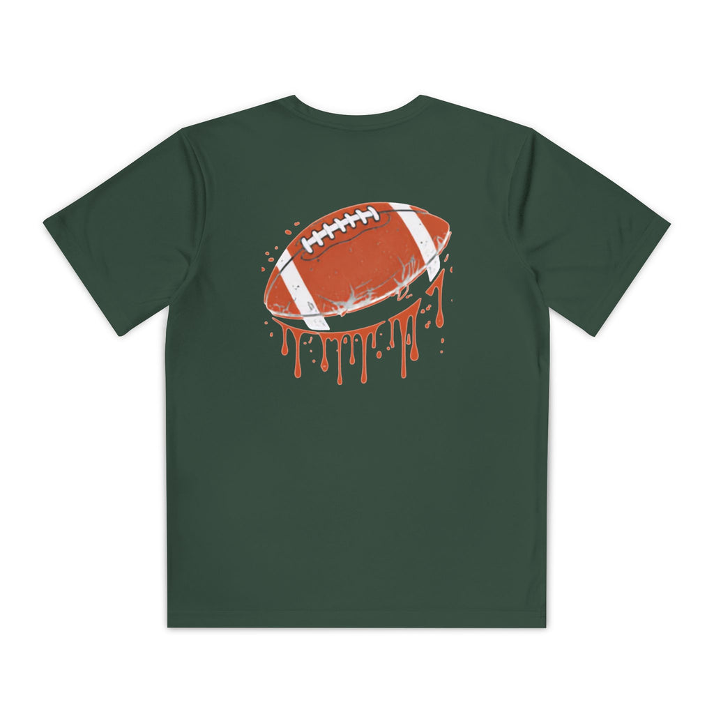 Youth Football Tee – "Football Tough" Dripping Football Back Graphic