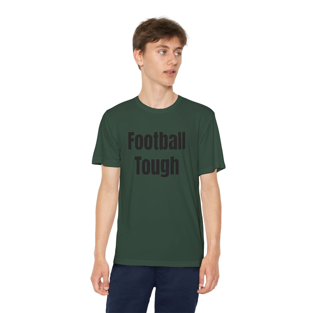 Youth Football Tee – "Football Tough" Dripping Football Back Graphic