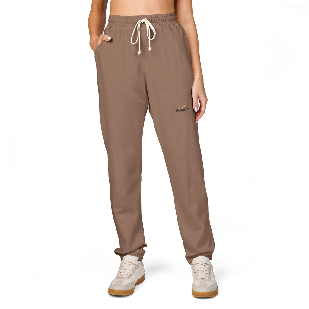 Embroidered Minimal Script Sweatpants — Cream Garment-Dyed Fleece
