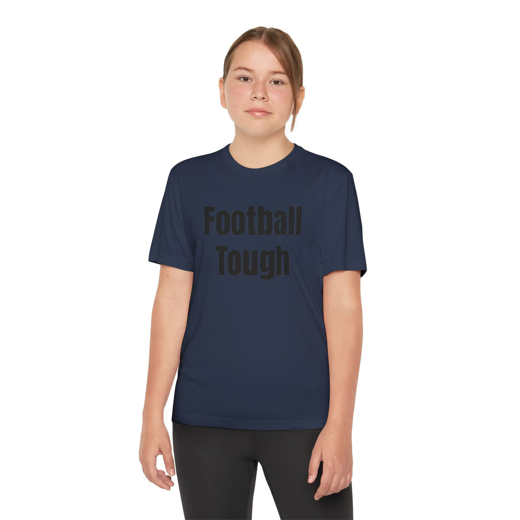 Youth Football Tee – "Football Tough" Dripping Football Back Graphic