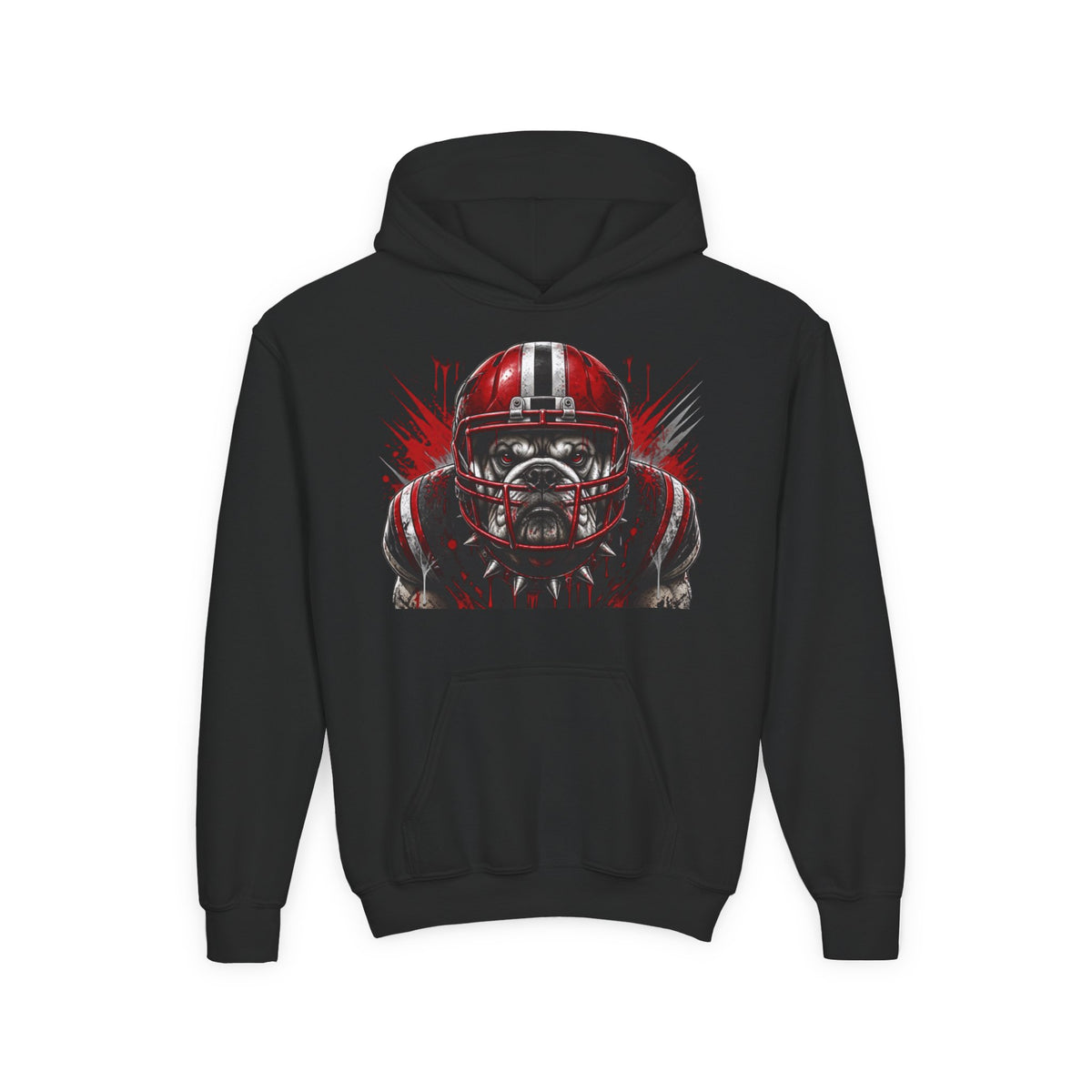 Youth Football Hoodie — ‘Football Tough’ Skull Helmet Graphic