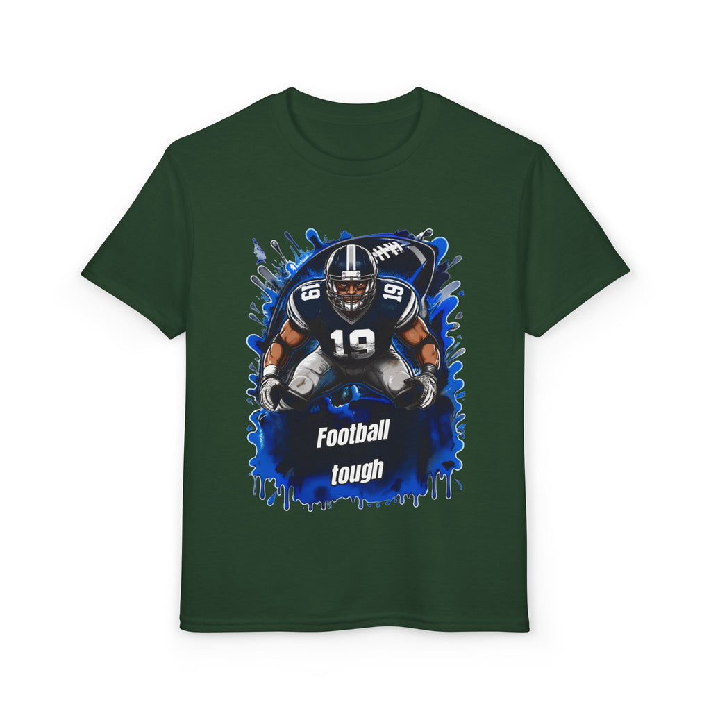 Youth Football T-Shirt – "Football Tough" Blue Grunge Graphic