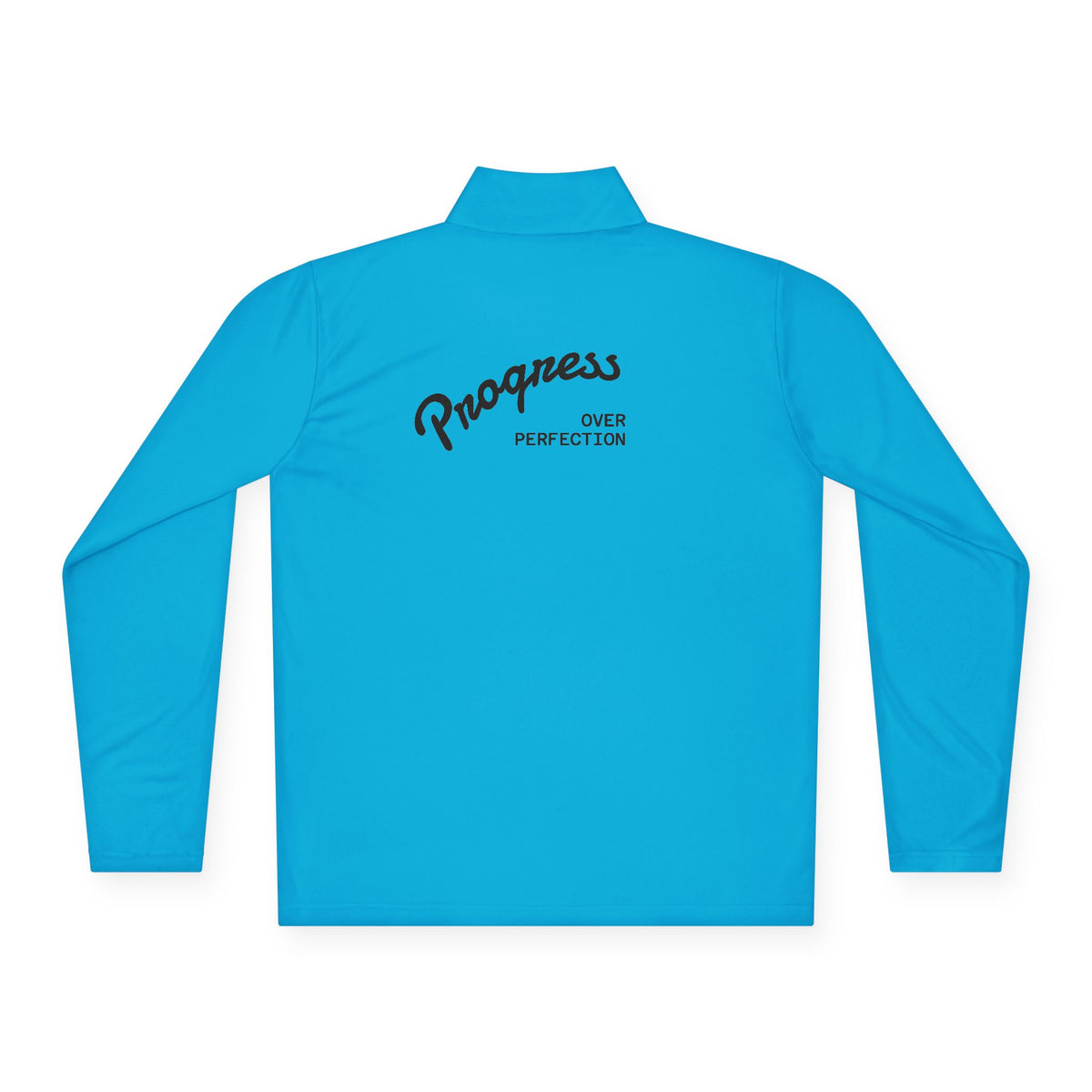Quarter-Zip Pullover — 'Progress Over Perfection' Embroidered White Pullover