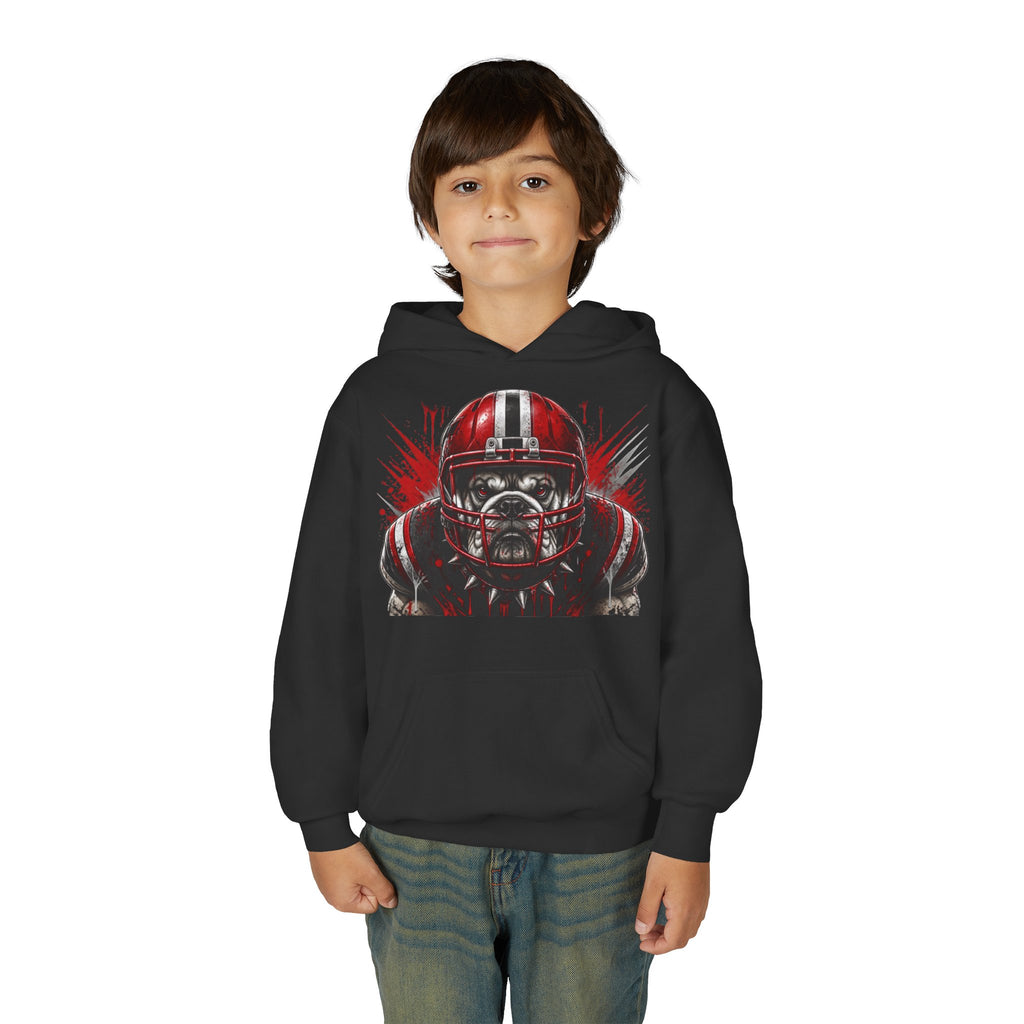 Youth Football Hoodie — ‘Football Tough’ Skull Helmet Graphic