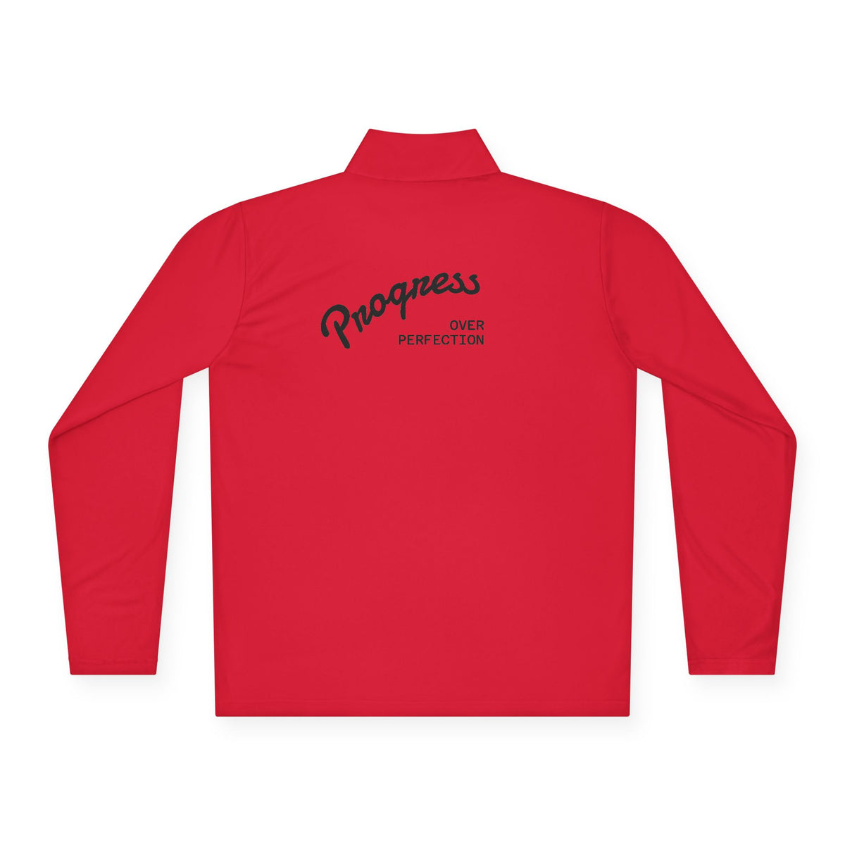 Quarter-Zip Pullover — 'Progress Over Perfection' Embroidered White Pullover