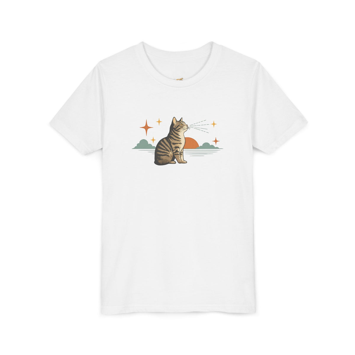 Youth Tee — Sunset Cat Graphic Shirt for Kids