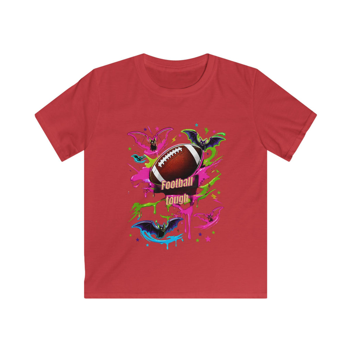 Kids Football Bats — Colorful Splash Grunge Youth Shirt